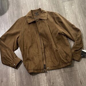 NWT Claiborne Unisex brown suede finish jacket M